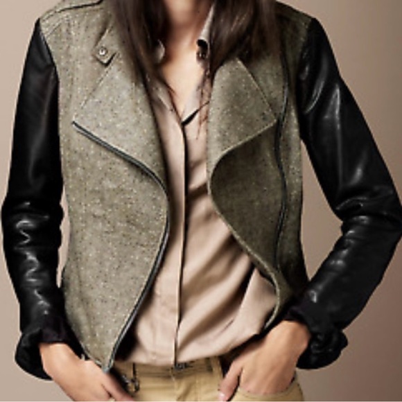 Burberry tweed and leather duo jacket - Picture 1 of 5
